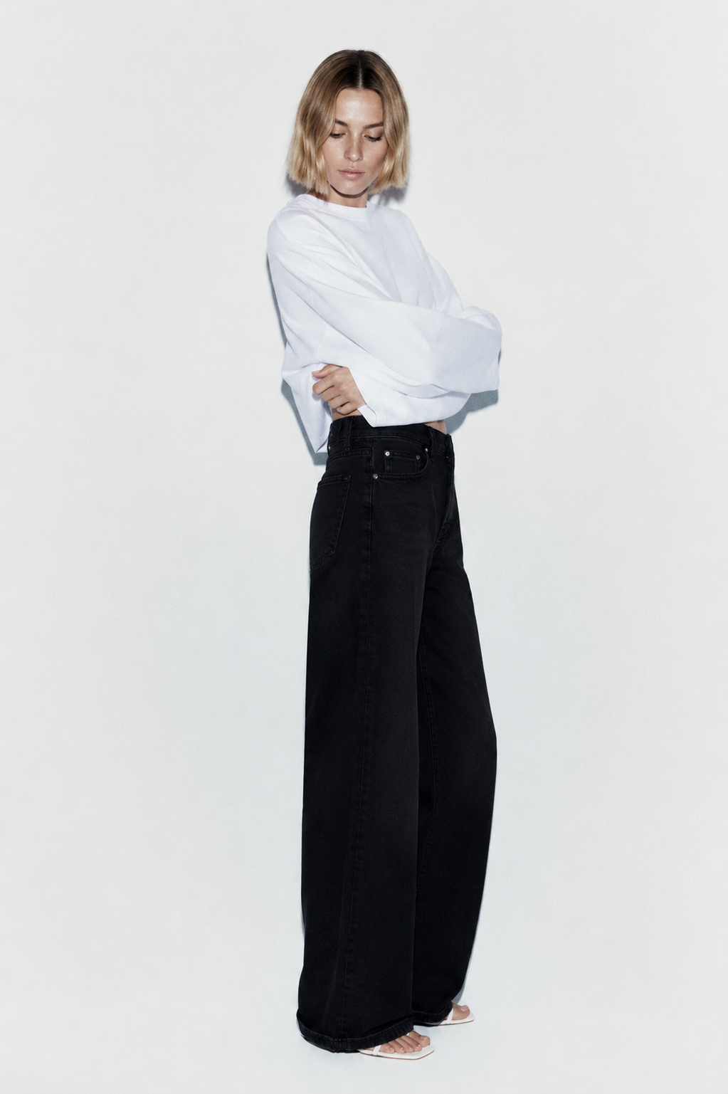 ONLY Juicy high waisted wide leg jean in grey wash