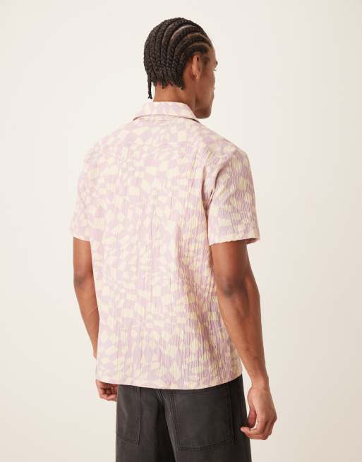 Farah Angelo short sleeve abstract print shirt in pink