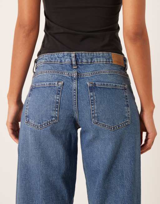 JDY Katie low waist straight leg jeans in mid blue