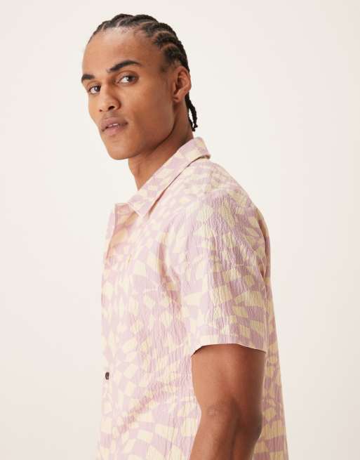 Farah Angelo short sleeve abstract print shirt in pink