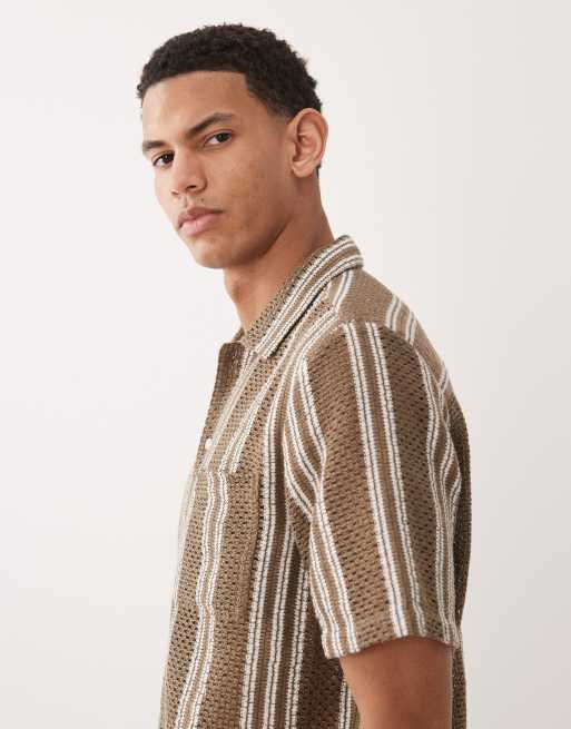New Look textured stripe shirt in khaki