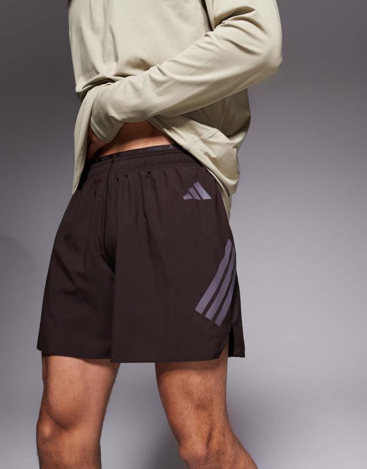 adidas Running adi365 shorts with reflective 3 stripes in brown