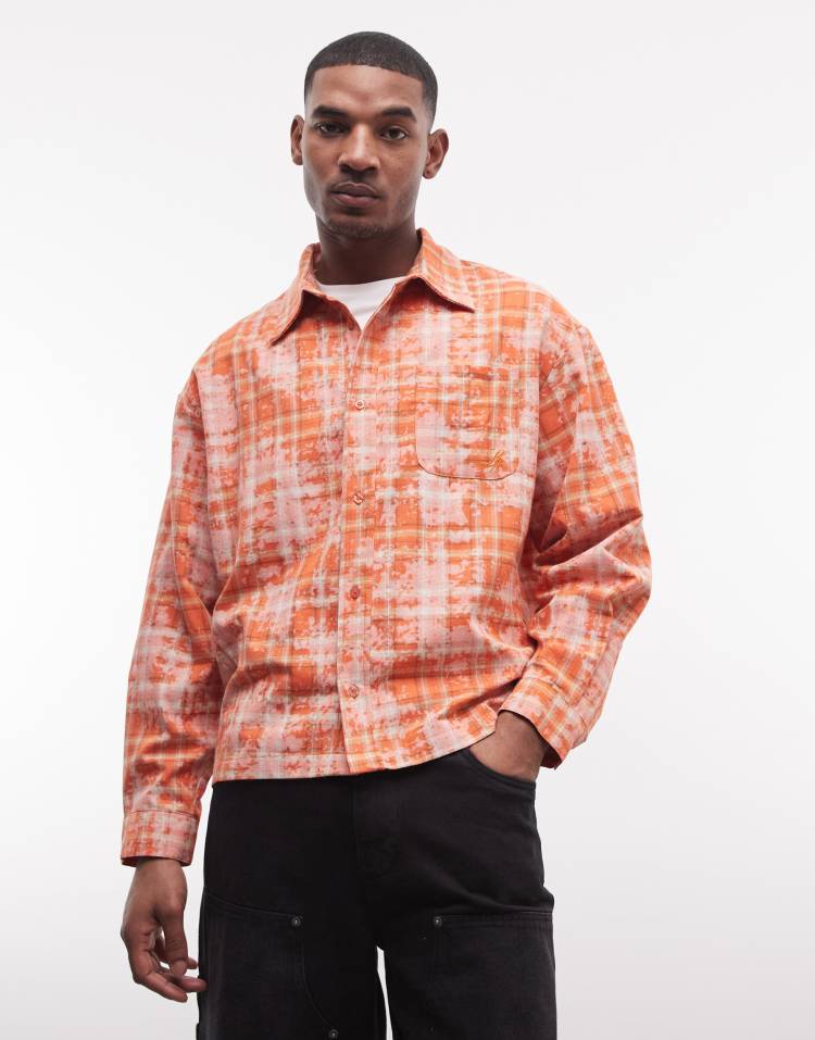 Liquor N Poker long sleeve shirt in burnt orange check