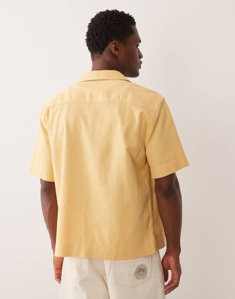 Abercrombie & Fitch floral pattern short sleeve shirt in yellow
