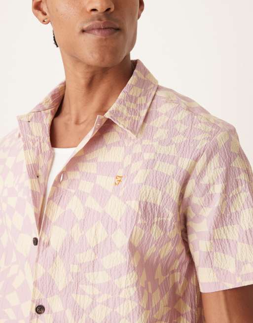 Farah Angelo short sleeve abstract print shirt in pink