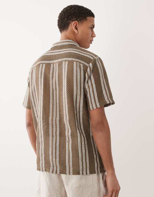 New Look textured stripe shirt in khaki