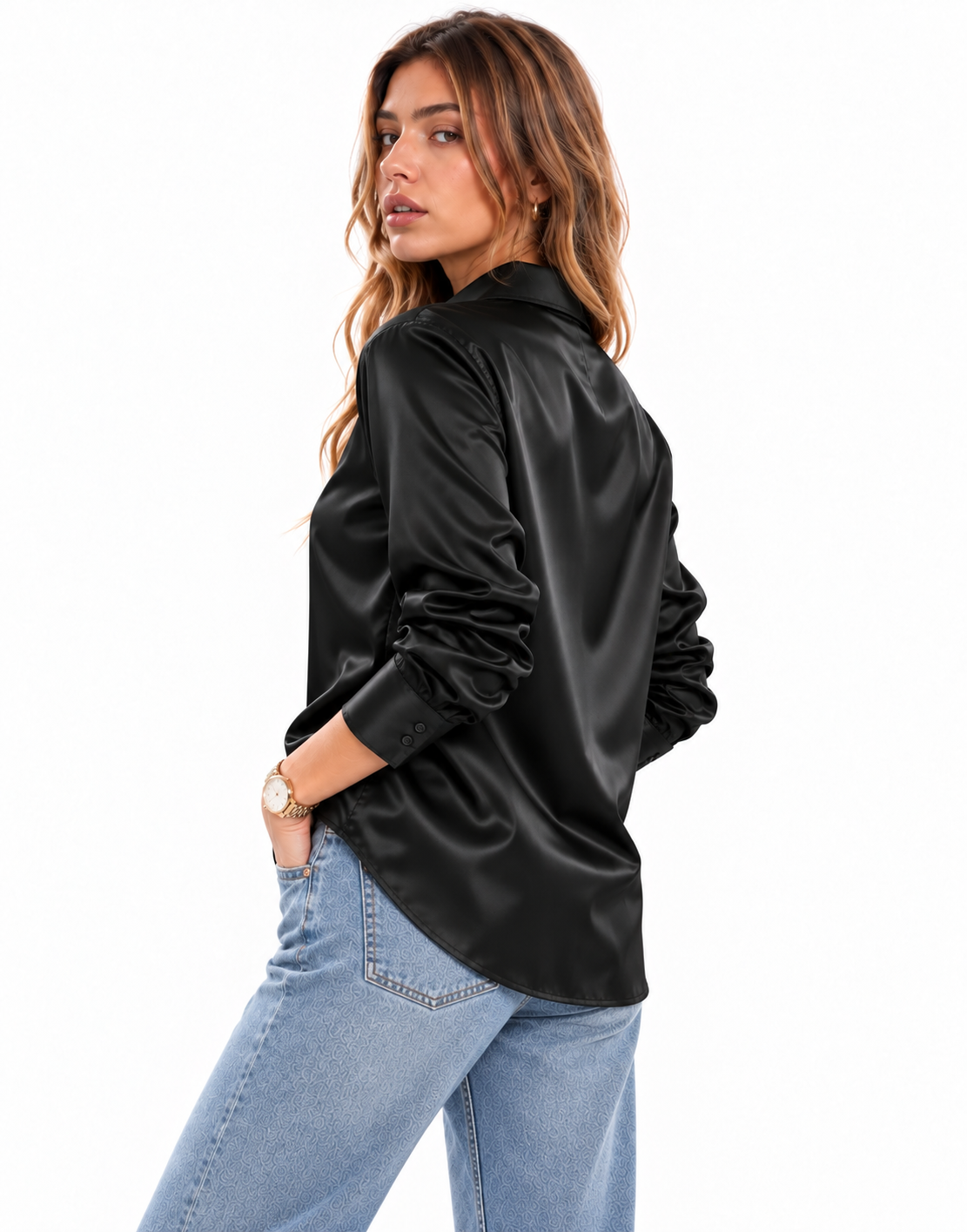 COAL - PLAIN WOMEN SATIN SHIRT