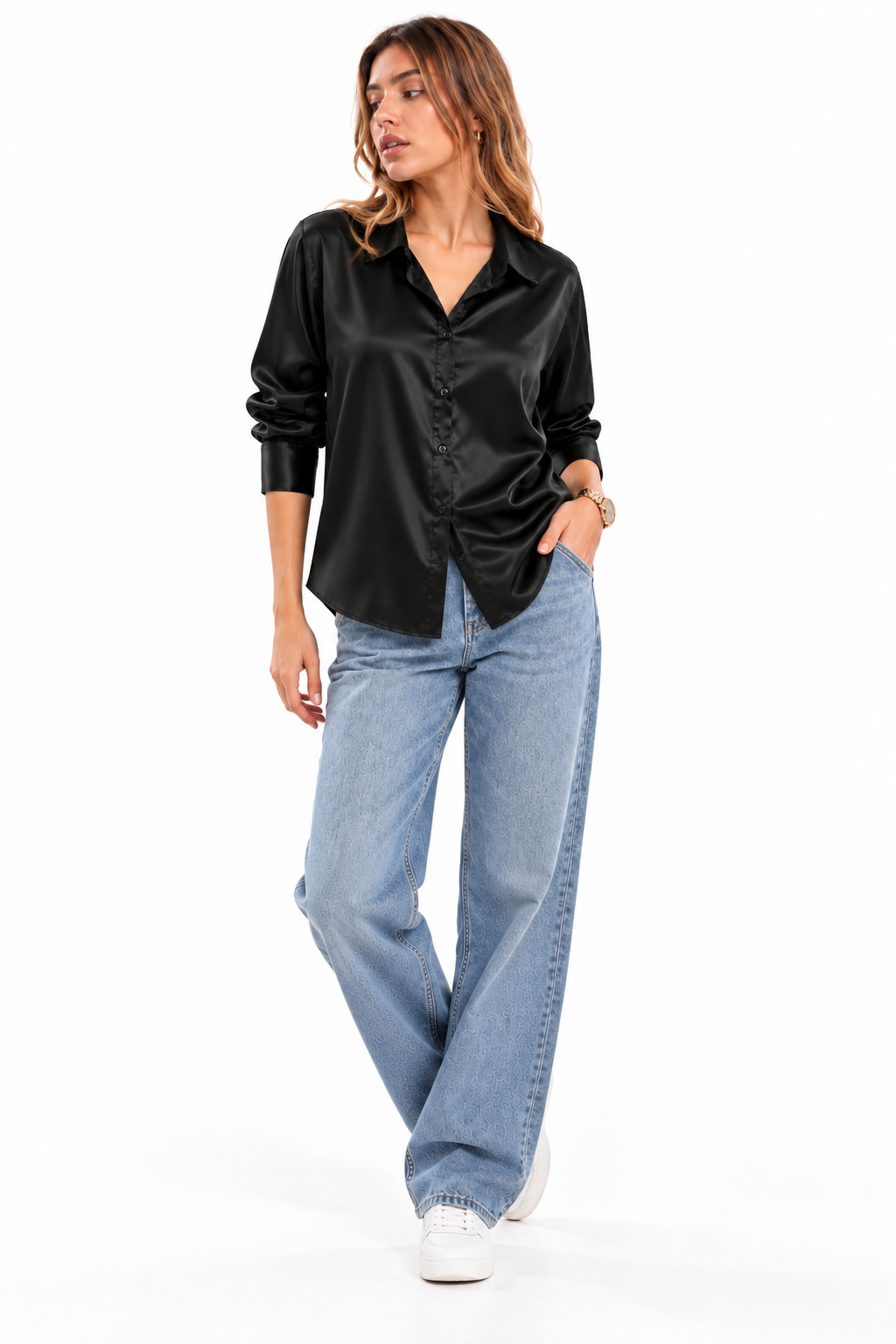 COAL - PLAIN WOMEN SATIN SHIRT