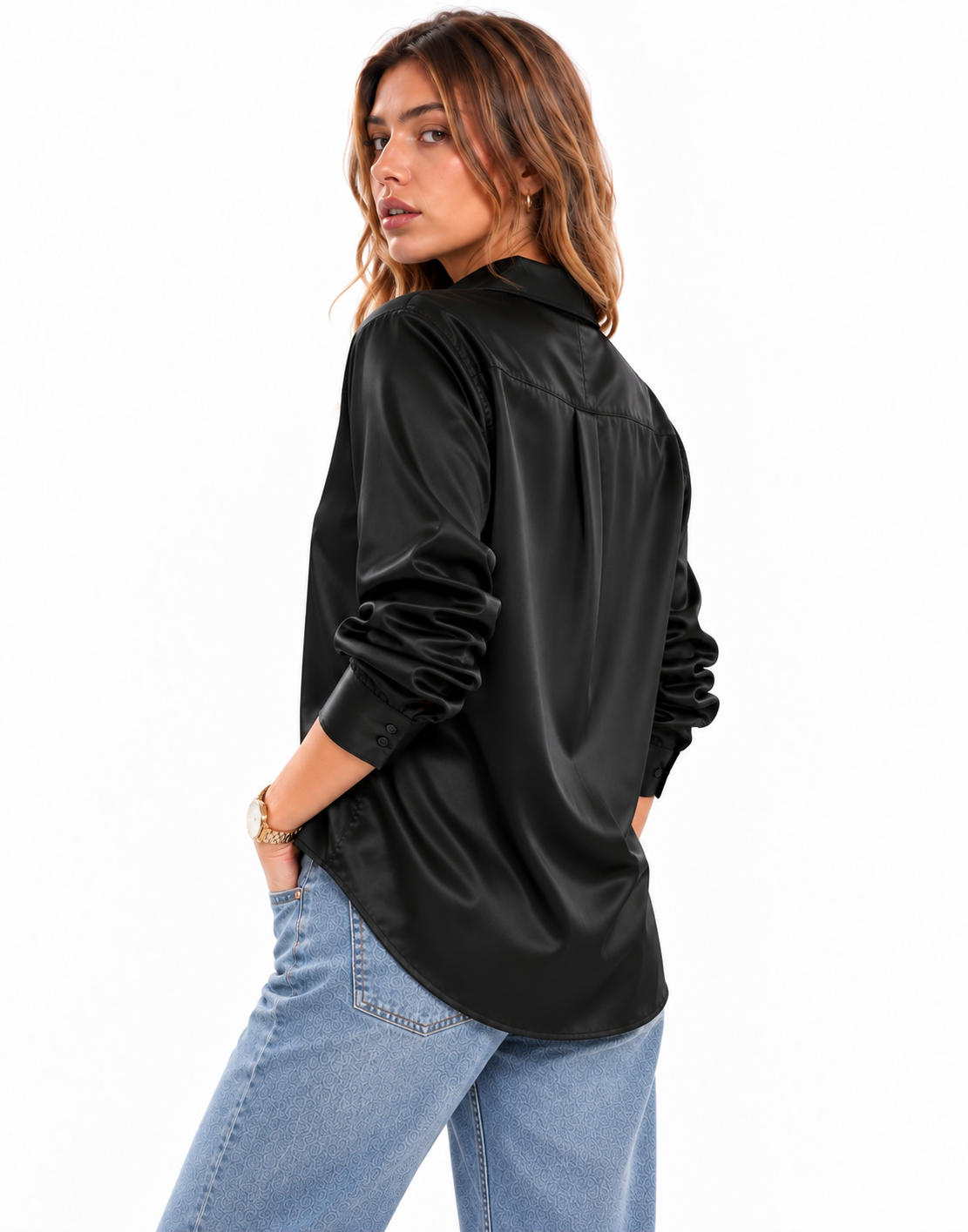 COAL - PLAIN WOMEN SATIN SHIRT