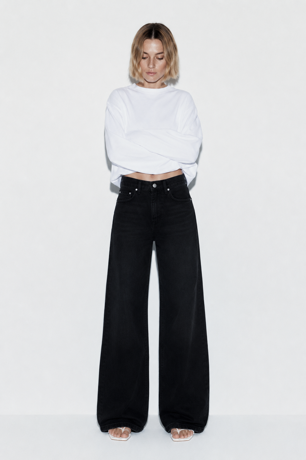 ONLY Juicy high waisted wide leg jean in grey wash