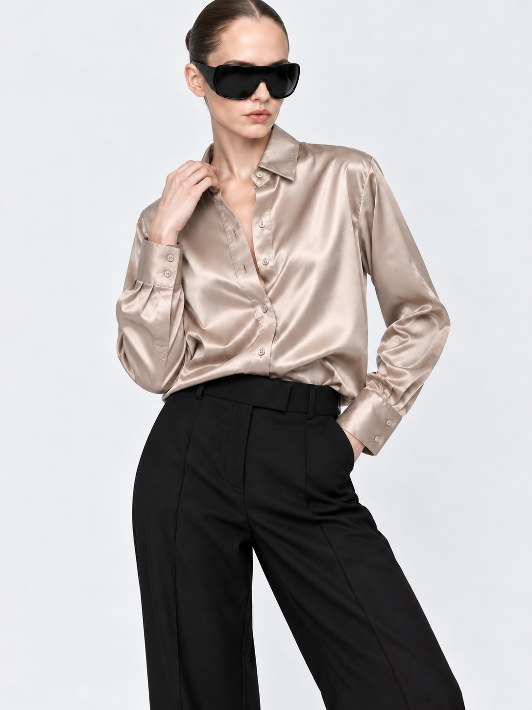 PALE - PLAIN WOMEN SATIN SHIRT