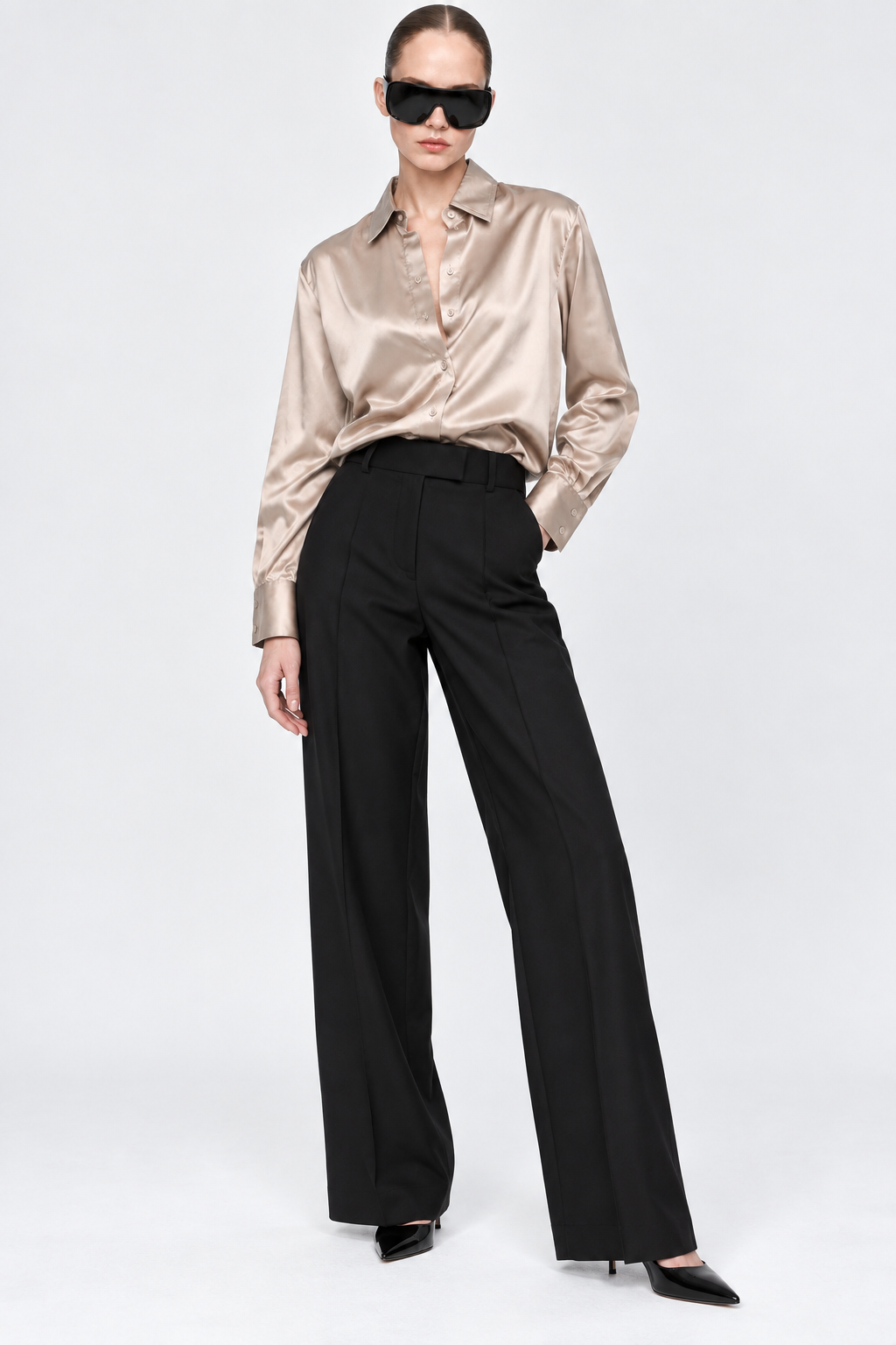 PALE - PLAIN WOMEN SATIN SHIRT