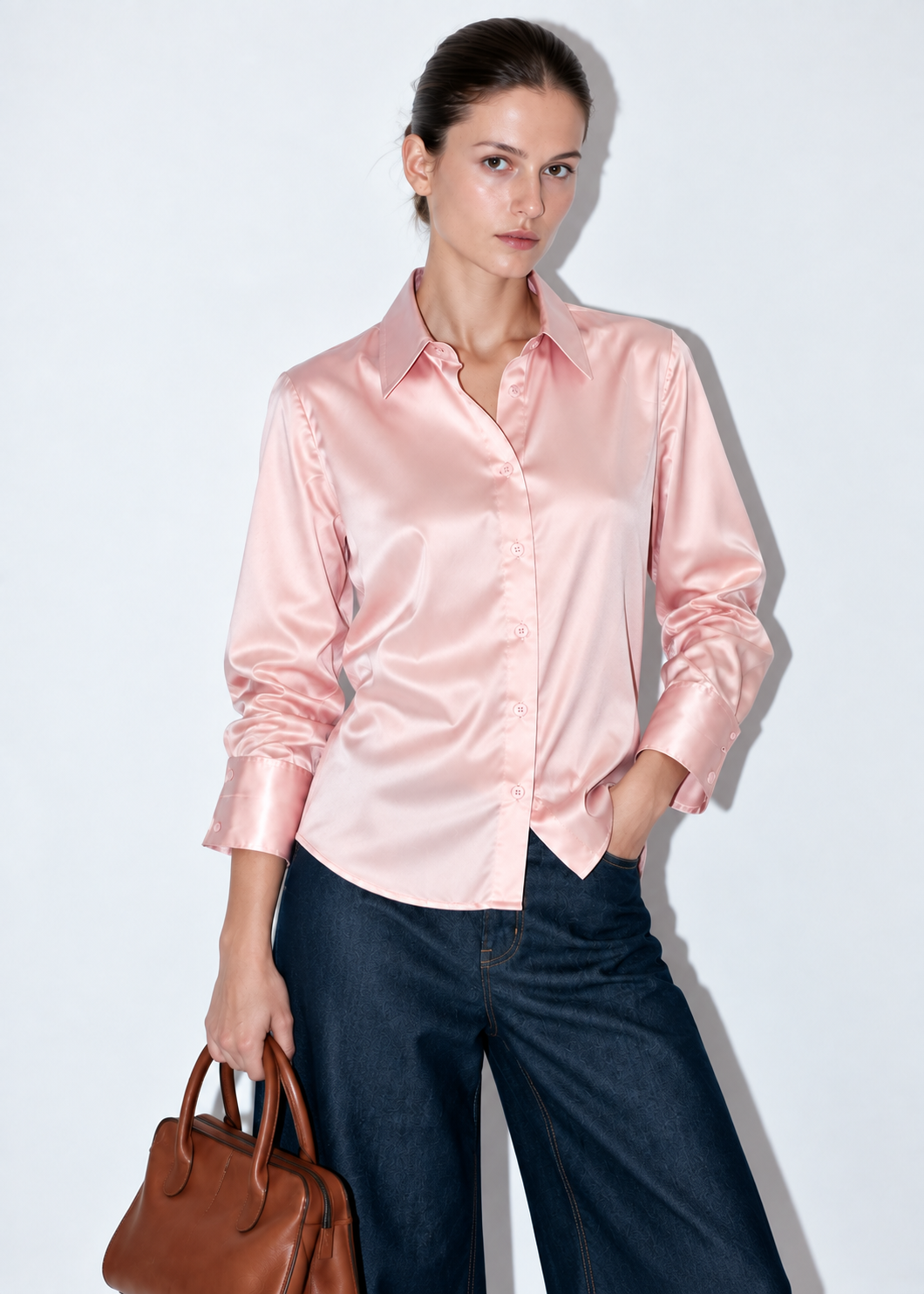 PASTEL - PLAIN WOMEN SATIN SHIRT