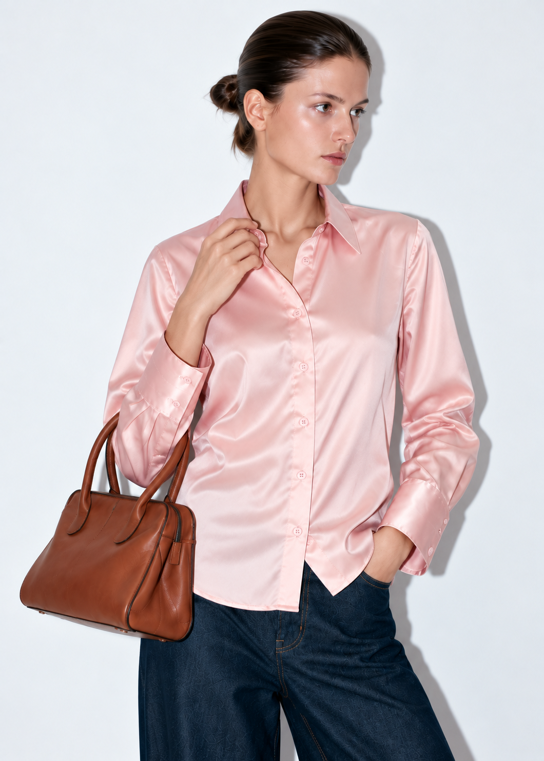 PASTEL - PLAIN WOMEN SATIN SHIRT