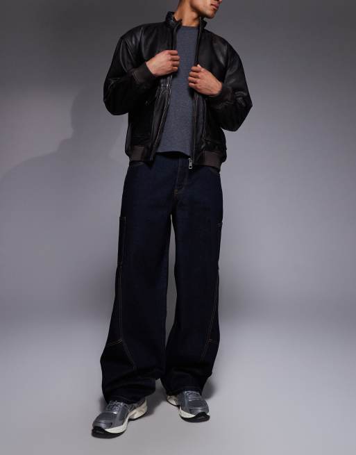 Liquor N Poker baggy spliced side pocket jeans in black