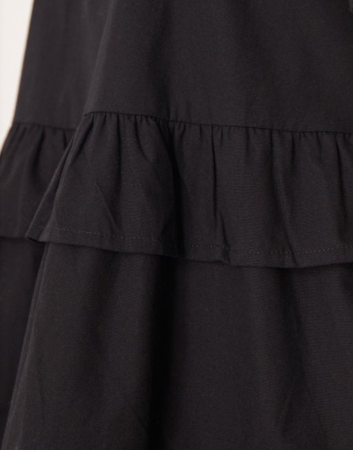 Esmee tiered mini beach dress in black