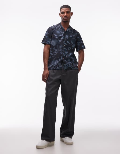 PS Paul Smith revere collar floral printed shirt in black