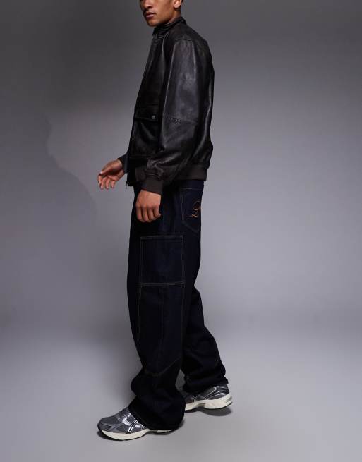 Liquor N Poker baggy spliced side pocket jeans in black