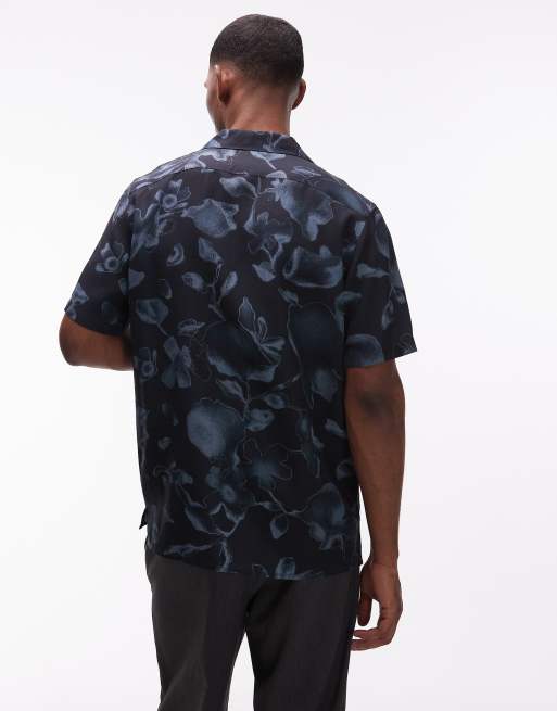 PS Paul Smith revere collar floral printed shirt in black