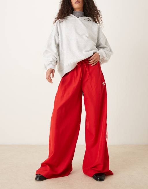 adidas Originals Adicolor wide leg track pants in red