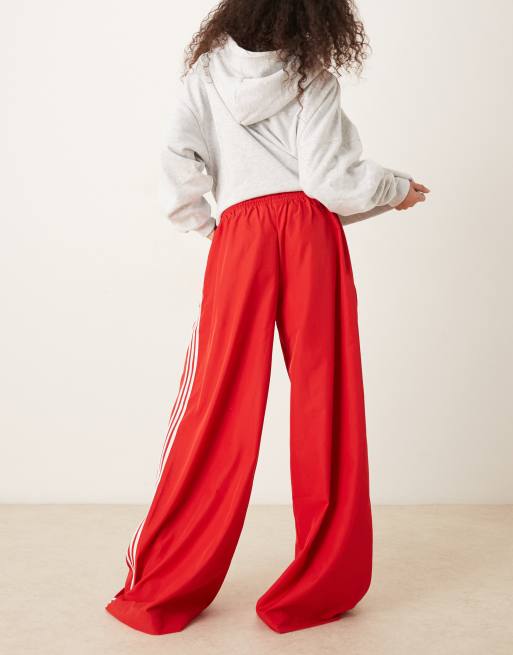 adidas Originals Adicolor wide leg track pants in red