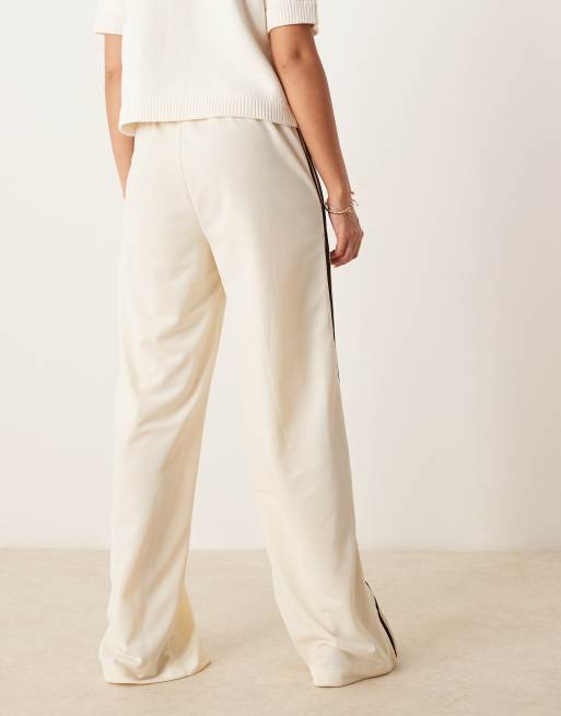 adidas Originals Firebird Loose track pants in cream and burgundy