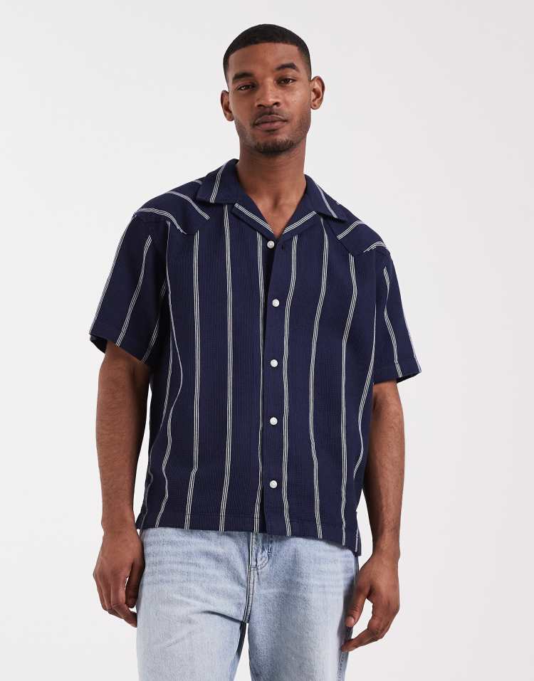 Wrangler short sleeve resort shirt in navy