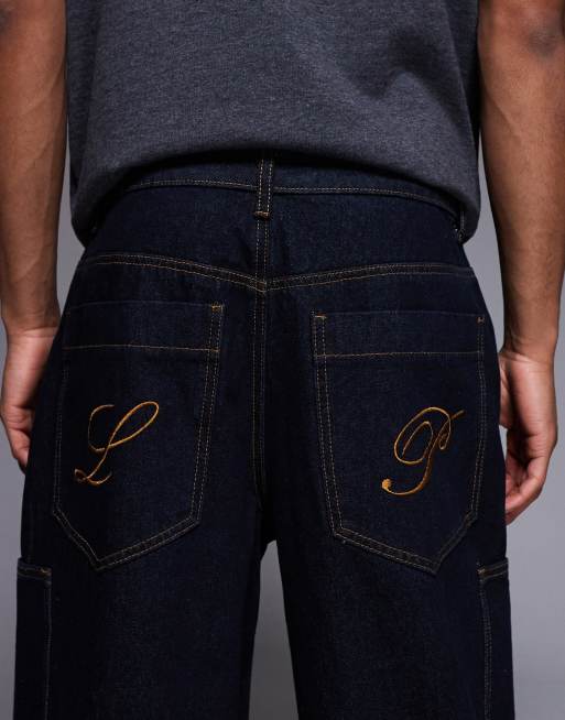 Liquor N Poker baggy spliced side pocket jeans in black